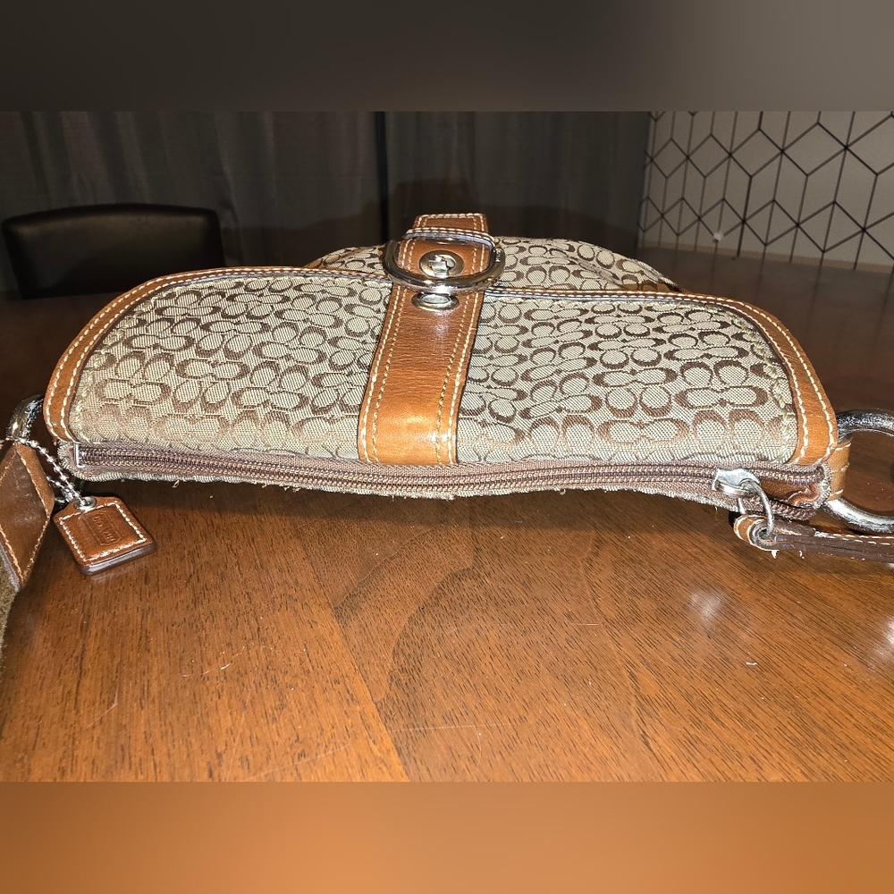 COACH Brown Soho Mini Signature C Crossbody Bag Jacquard with Leather Trim - Picture 8 of 16